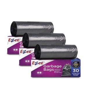 Ezee Live Life Ezee Way Black Garbage Bags for Dustbin|90 Pcs|Medium 30 Pcs Pack of 3