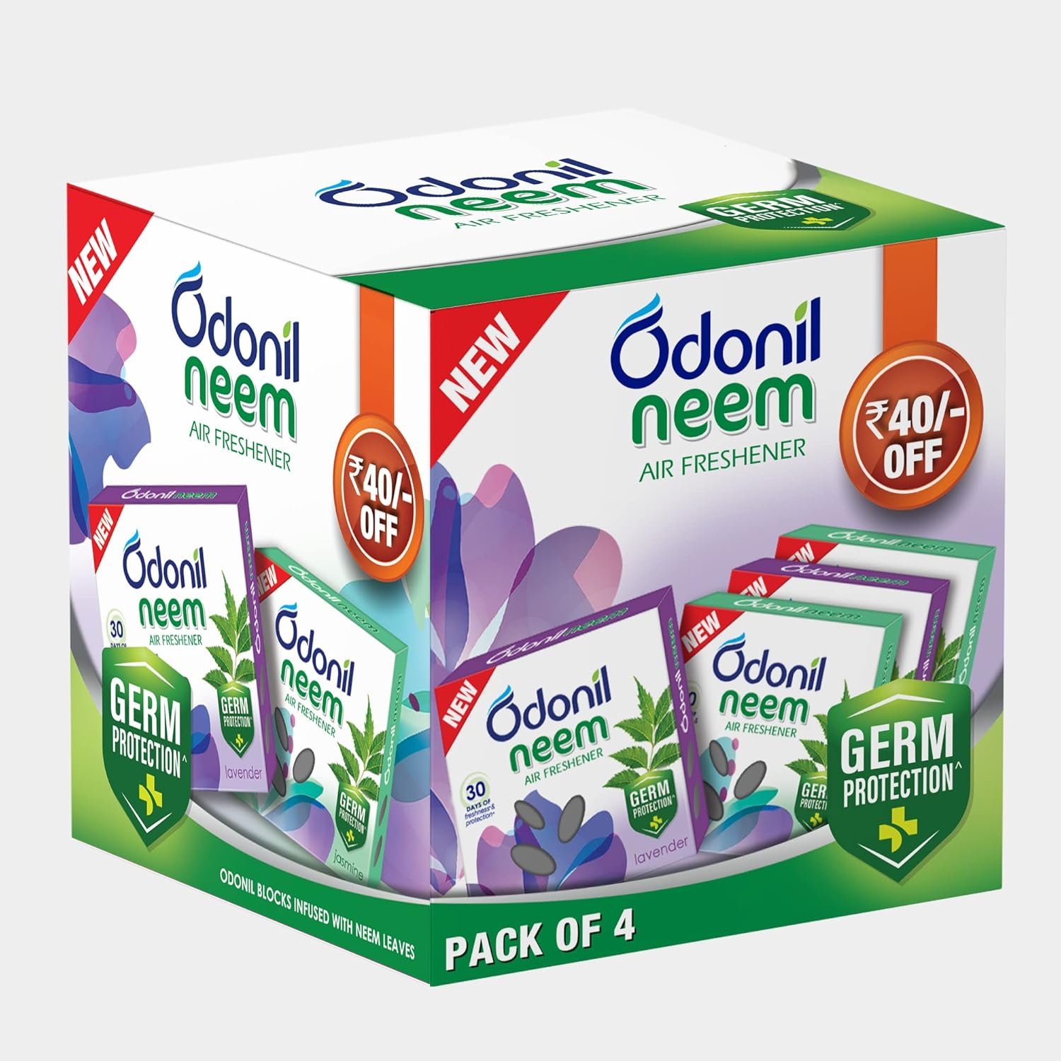 Odonil Bathroom Air Freshener Neem Mixed Fragrances Blocks 192g