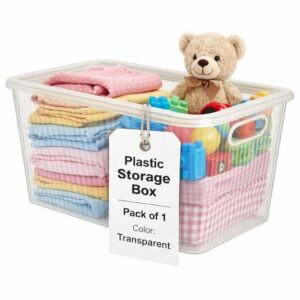 Plastic Storage Box with Lid – Large Stackable Organizer Storage Box