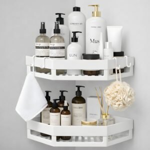 No Drill Bathroom Corner Shelf Organizer