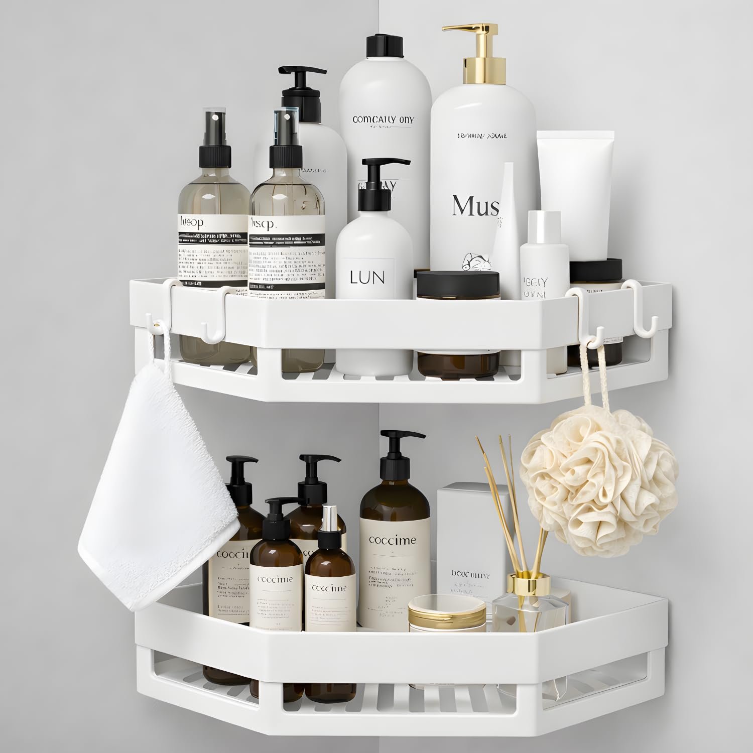 No Drill Bathroom Corner Shelf Organizer