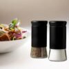 Salt Shaker for Professional Chef - Holder Seasoning Condiment Set with Glass Bottom (Set of 2)