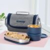 Borosil Carrymore Microwavable Stainless Steel Lunchbox with Bag | 3pc Container Set