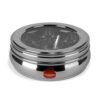 Sumeet Stainless Steel Belly Shape Masala (Spice) Box With See Through Lid With 7 Containers And Small Spoon (Small), Beige