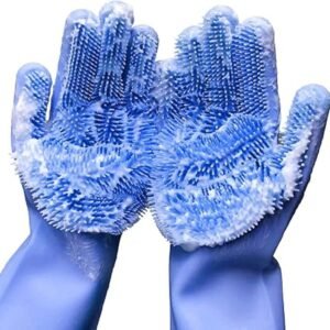 Silicone Dish Washing Gloves for Kitchen & Bathroom Cleaning