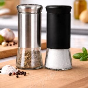Stainless Steel Salt and Pepper Sprinkler (Black + Silver)
